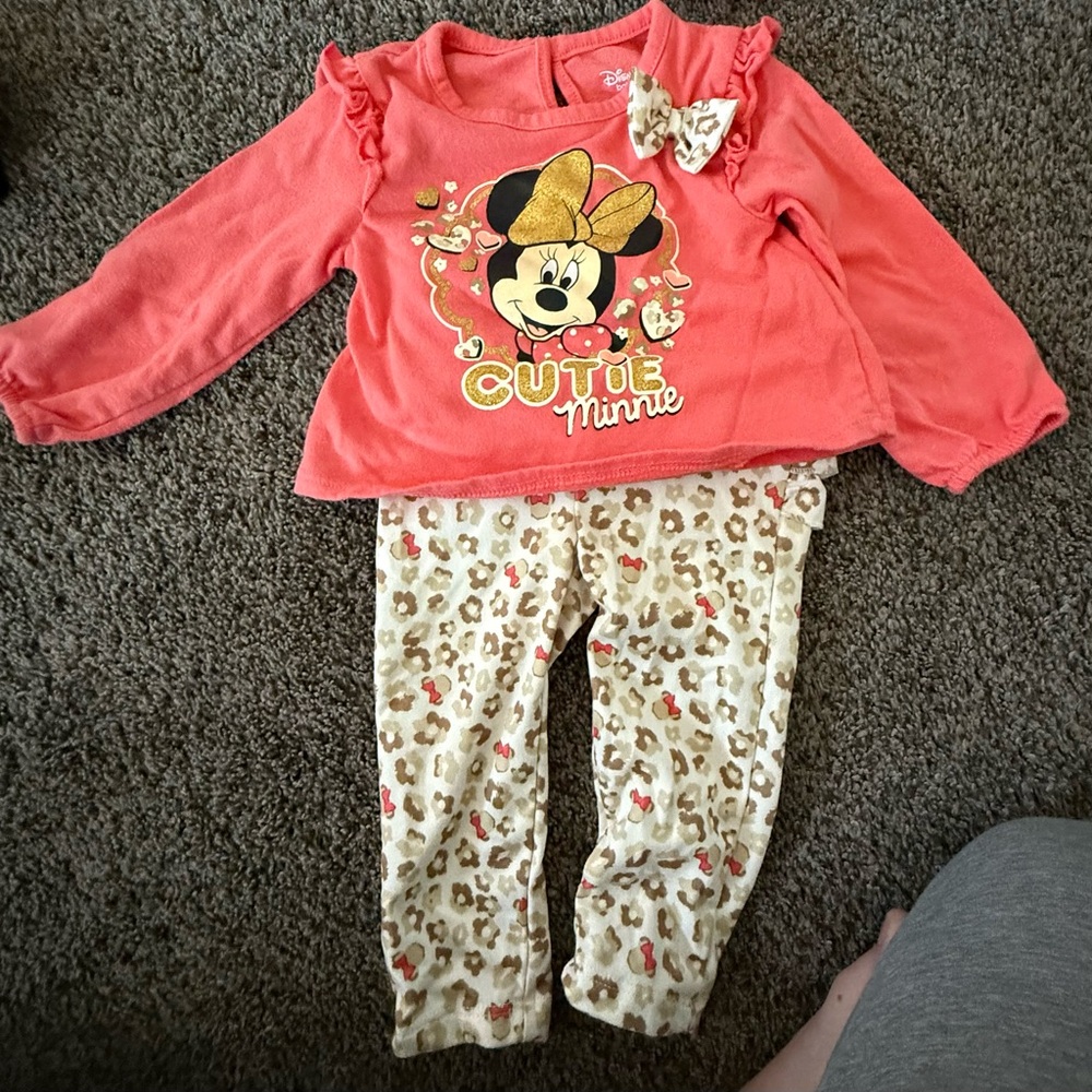 Disney Red Minnie Mouse Bodysuit and Pink Minnie Mouse Two Piece Outfit